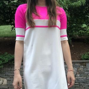 mini pink and white color block dress!